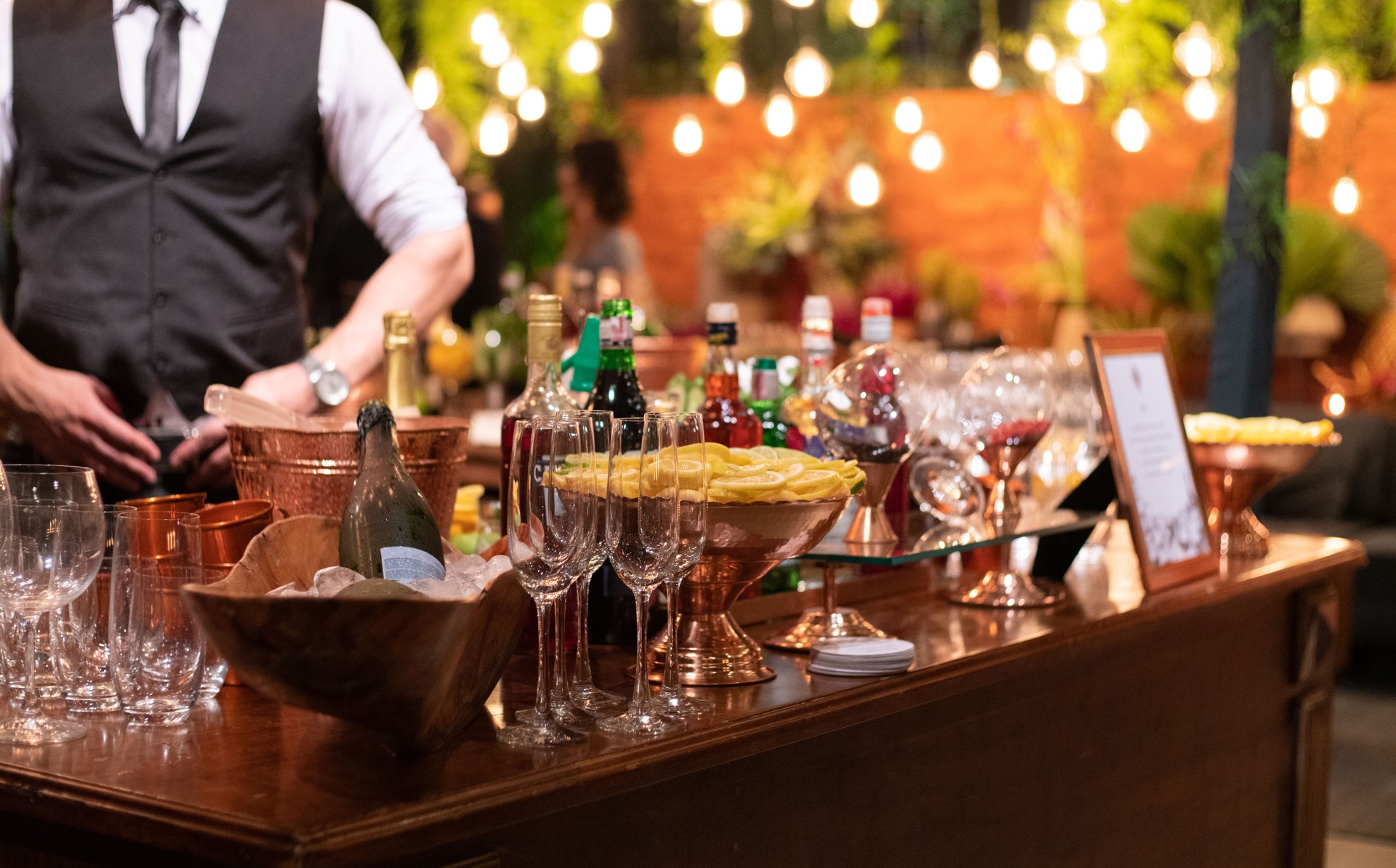 Beautiful wedding bar decor